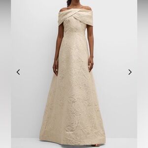 Rickie Freeman for Teri Jon - Off-Shoulder Floral Jacquard Gown Sz 8 New w Tags